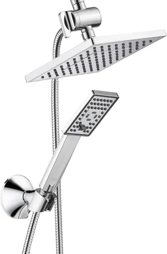 Miniatura 15 de BRIGHT SHOWERS Cabezal de ducha de lluvia con rociador de mano, combo de cabezal de ducha de lluvia de 8 pulgadas con manguera de 60", juego