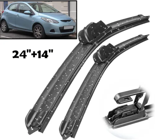 Miniatura 3 de LeaHY Wiper LHD Front Wiper Blades for Mazda2 Mazda 2 / Demio 2007-2014 Windshield Windscreen Window Rain Brushes 24"+14"(Russian Federation)
