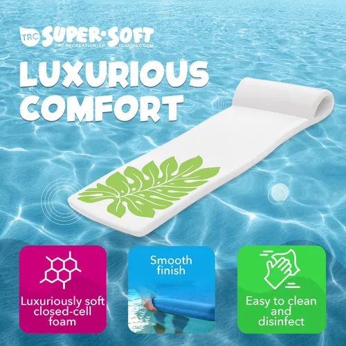 Miniatura 3 de TRC Recreation Sunsation Thick Foam Pool Float Lounger w/Headrest for Lounging & Sunbathing in Swimming Pools, Beaches & Lakes Hoja verde