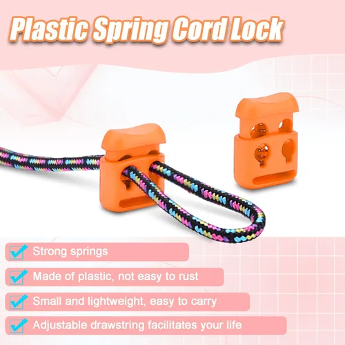 Miniatura 5 de CooBigo Plastic Cord Locks for Paracord Drawstring Clip, Spring Toggle Cord Stopper Sweatpant Hat Gloves Hoodie String Lock