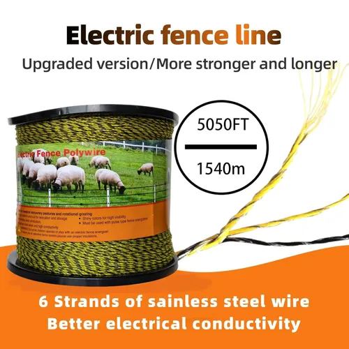 Miniatura 2 de Upgraded Electric Fence Polywire 5050 Feet 1540 Meters, 6 Stainless Steel Strands for Reliable Conductivity and Rust Resistance, Easy to