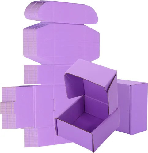 Miniatura 12 de Paquete de 25 Cajas de Envío Pequeñas Moradas de Cartón Corrugado 9x6x3 pulgadas, Caja Corrugada para Embalaje de Pequeños Negocios, Empaque