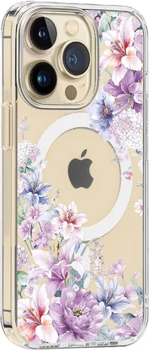 Miniatura 4 de para iPhone 13 Mini Linda Funda Magsafe, Carcasa Protectora y Anti-Shock de Flores, Cubierta de PC+TPU, Magnética, para Mujeres flor (flower 5)