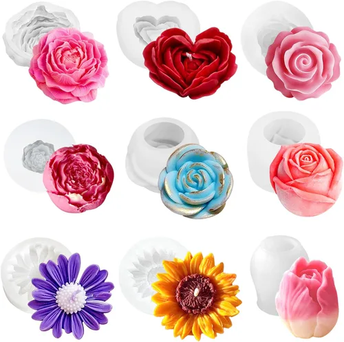 Miniatura 12 de 3 moldes de silicona de flores de tulipán 3D de resina floral para velas de jabón, molde de flores de fondant de chocolate para decoración de velas