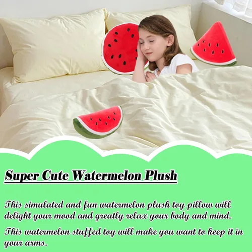 Miniatura 2 de zhidiloveyou Almohada de felpa de sandía de 11.8 pulgadas, linda almohada de peluche de frutas rellenas, regalos para niños