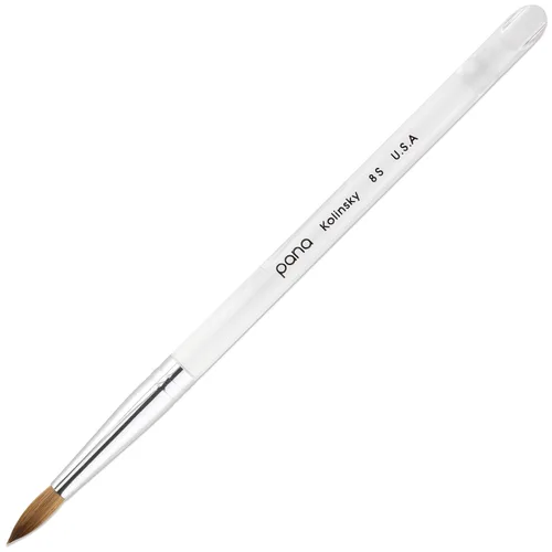 Miniatura 13 de PANA Pure Kolinsky Hair - Pincel para uñas acrílicas de pelo, forma redonda, virola rosa con mango azul con remolino blanco (tamaño 16)