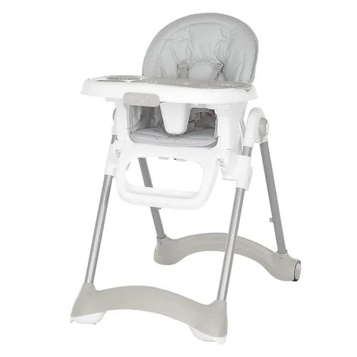 Dream On Me Solid Times - Silla alta para bebés y niños pequeños en gris, múltiples posiciones de reclinación y altura, silla alta ligera y portátil
