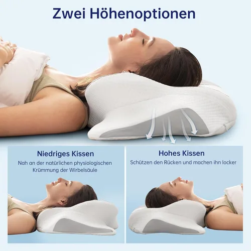 Miniatura 3 de Almohada cervical para el cuello, almohada ergonómica de espuma viscoelástica, diseño ortopédico para personas que duermen de lado, espalda y boca
