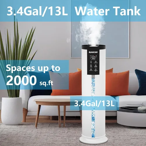 Miniatura 2 de Humidificador, humidificador inteligente de 3.4 galones (13 litros) para dormitorio y hogar, humidificadores de niebla fría de 2000 pies cuadrados