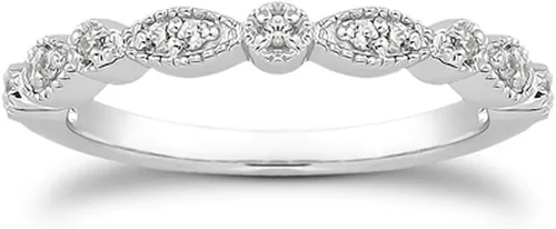 espere Anillo de eternidad de plata sterlina y circonitas cúbicas engastadas, bañado en platino o en oro rosado, tallas 3.5-9.5