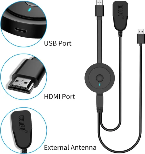 Miniatura 8 de Adaptador Dongle de Visualización HDMI Inalámbrico 4K 1080P, Transmisión WiFi de Películas, Receptor para i-Phone, i-Pad, iOS, Android, Tablet, Negro
