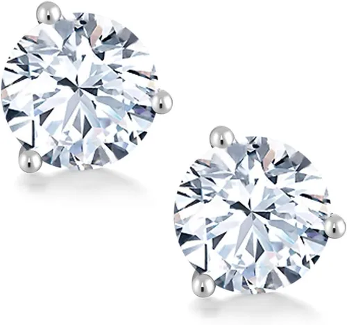 Miniatura 131 de Gem Stone King Aretes de oro de 14 quilates, 0.236 in, piedra natal redonda, Martini, 3 puntas, aretes de oro para mujer