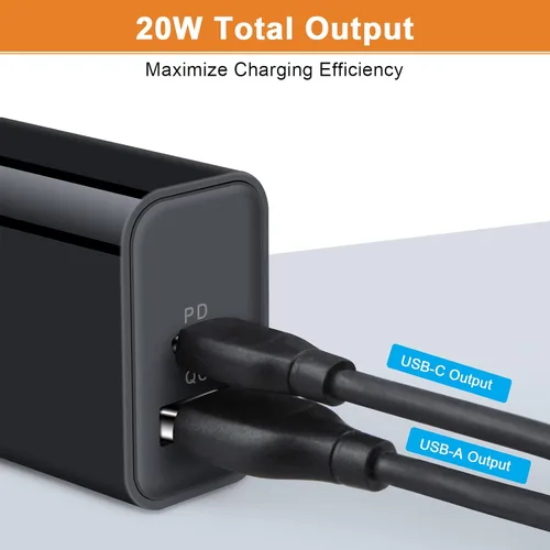 Miniatura 3 de Cargador USB tipo C de 20 W, cargador de carga rápida para Samsung Galaxy A17/A16/A07/S25FE/S25 Ultra/S25 Negro