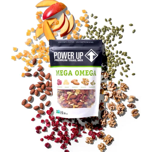 Miniatura 5 de Power Up Mega Omega Trail Mix Gourmet Nut - Bolsa de mezcla de frutos secos, 14 onzas