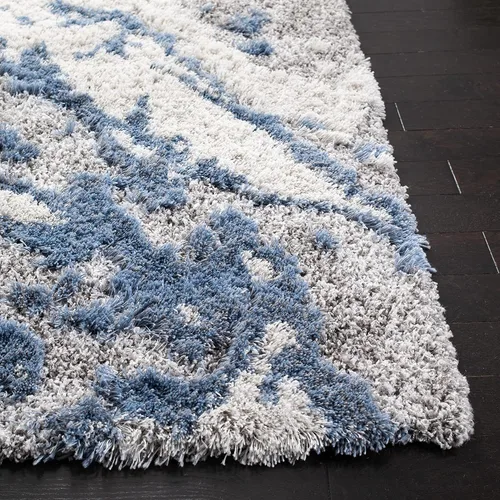 Miniatura 3 de SAFAVIEH Horizon Shag Collection - Alfombra decorativa, 2 x 3 pies, gris y azul, no desprende pelusa y de fácil cuidado, 2 pulgadas de grosor, ideal