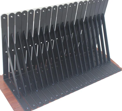 Miniatura 33 de Paquete de 16 soportes de estante resistentes negros de 20 pulgadas de largo x 12 pulgadas de alto con tornillos, soportes de estante de metal