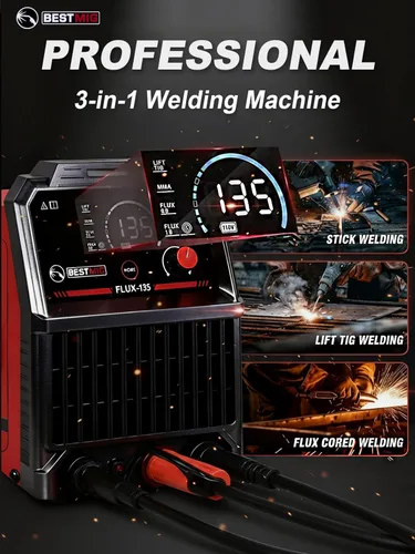 Miniatura 3 de BESTMIG 135A Soldador MIG - Soldador de núcleo de flujo 3 en 1, máquina de soldadura MIG/Lift TIG/Stick - Inversor IGBT portátil - 110 V con casco