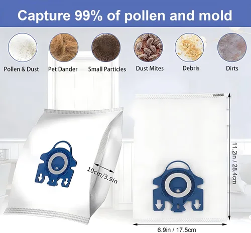 Miniatura 3 de Paquete de 12 bolsas 3D Airclean compatibles con Miele 3D GN bolsas de aspiradora completas C2 C3, Classic C1, S8, S5, S2, S227/S240 S270/S280 S400