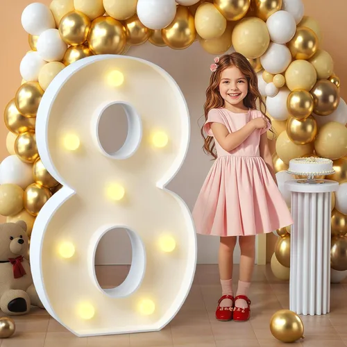 Miniatura 10 de imprsv Letras de marquesina iluminadas, letras de mosaico de 1.2 m con luz para decoración de baby shower, graduación, gran J para decoraciones