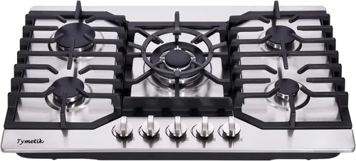 Placa de cocina de gas de 30 pulgadas, 5 quemadores de alta eficiencia, estufa de gas de acero inoxidable, estufa de gas incorporada, encimera de