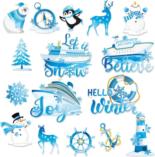 Capoda 16 Piezas Imanes de Puerta de Crucero Navideño Imanes de Feliz Navidad Decoraciones Vacaciones de Invierno Calcomanías Magnéticas para