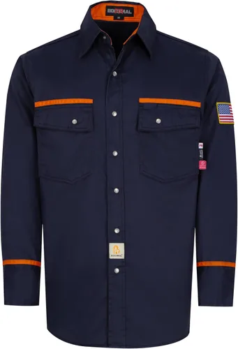 Miniatura 11 de BOCOMAL Camisas FR para hombre, resistentes al fuego, peso ligero, NFPA2112, camisa de soldadura ignífuga, acabado repelente al agua y al aceite