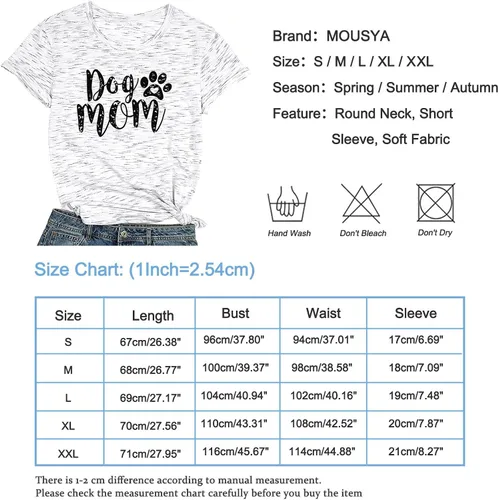 Miniatura 7 de Camisetas para mujer con diseño de huellas de perro y cuello redondo, manga corta, para mamá