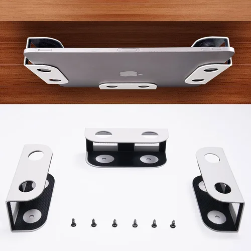Miniatura 12 de BYMECOST Soporte de almacenamiento para portátil debajo del escritorio, soporte de metal para dispositivos bajo el escritorio, para dispositivos