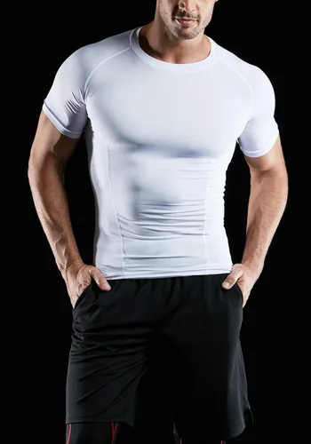 Miniatura 4 de ATHLIO Paquete de 1 o 3 camisas de compresión de manga corta para hombre camisetas de capa base deportiva camiseta de entrenamiento atlético