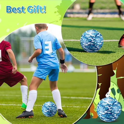 Miniatura 6 de Libima Balón de fútbol de camuflaje con inflador, tamaño oficial 4, para interiores y exteriores, colorido y suave, juguete para niños y niñas, Azul