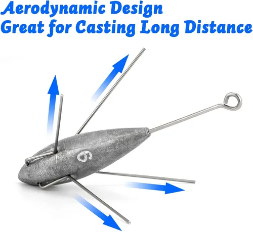 Miniatura 2 de Dr.Fish Sputnik Sinker Spider Sinker 2oz-10oz Surf Pesca Peso Pirámide Agua Salada Playa Casting Pesca Mar
