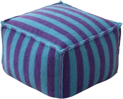 Miniatura 9 de EYPKPL Cómodo sofá perezoso cuadrado a rayas, suave sofá perezoso, taburete bajo, respaldo para dormitorio, hogar, puf, tatami con relleno, sofá