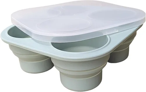 Lulyboo Bandeja congelador de alimentos para bebés con tapa, almacenamiento portátil de silicona plegable para alimentos caseros para bebés, purés