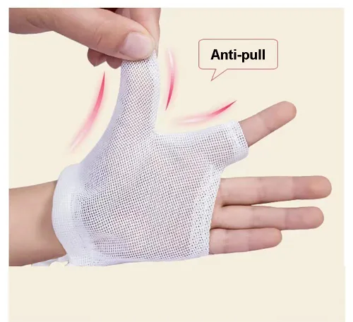 Miniatura 4 de Guantes de succión de pulgar para niños, guantes protectores de succión de pulgar para bebés, protector de parada para chupar los dedos (L)