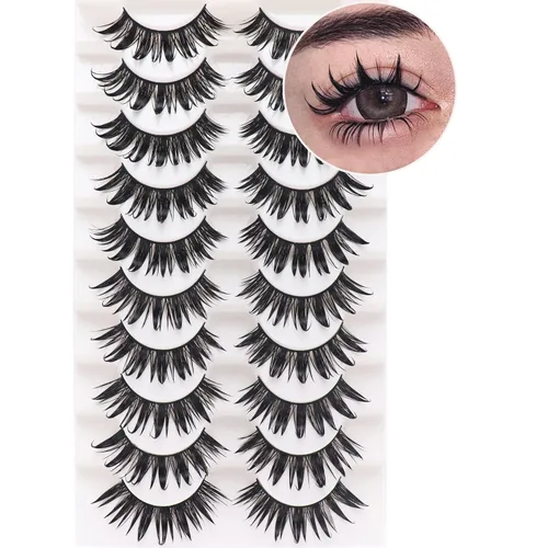 Miniatura 9 de Losha Pestañas postizas rusas rizadas DD a las que les gustan las extensiones de pestañas, paquete de 10 pares de pestañas postizas suaves (D03)
