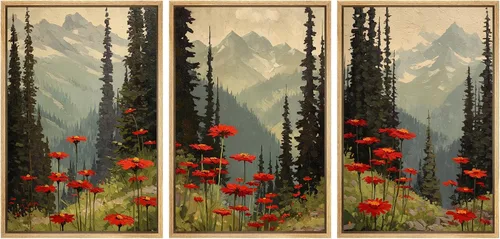 Miniatura 77 de SIGNWIN Lienzo enmarcado para pared, juego de arte tranquilo con reflejo de lago, acuarela, montaña y agua, ilustraciones modernas, arte abstracto