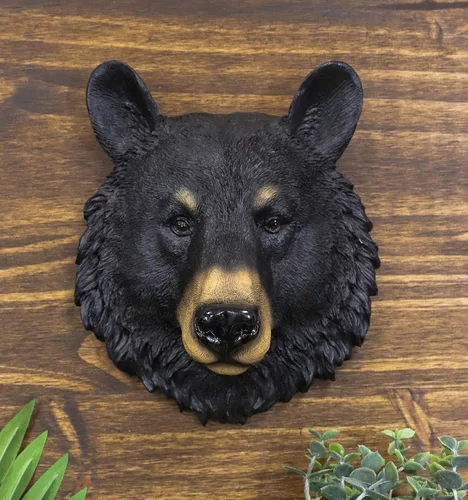Miniatura 7 de Ebros Gift The Brave - Placa decorativa de pared con cabeza de oso negro de 8 pulgadas de alto, taxidermia, escultura artística con diseño de oso