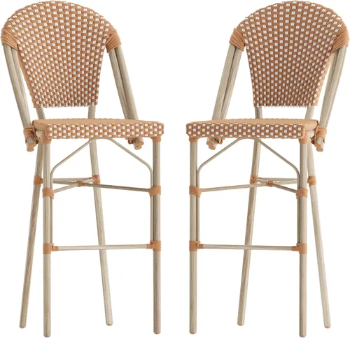 Flash Furniture Lourdes Taburete de bar bistro de grado comercial, apilable para interiores y exteriores, 30 pulgadas de alto, acabado