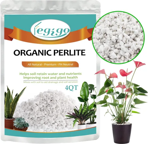 Legigo - Perlita hortícola orgánica de 4 cuartos para plantas de interior - Mezcla acondicionadora y aditiva natural para suelo hortícola que mejora