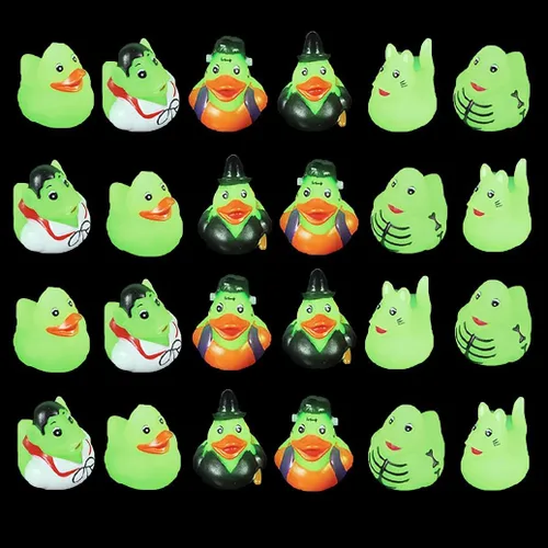 Miniatura 3 de 24 piezas de juguetes de baño de patos brillantes de Halloween, patos de goma para premios escolares, patos que brillan en la oscuridad