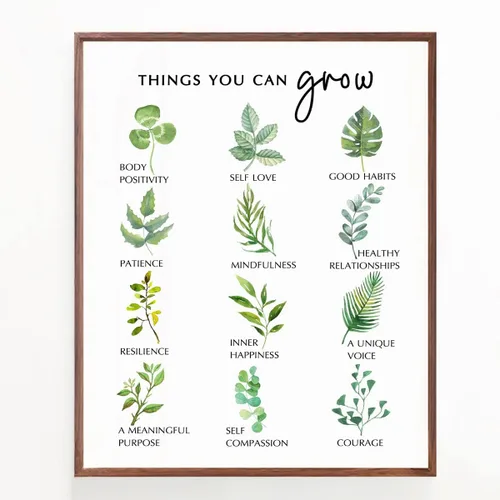 Miniatura 3 de Decoración de pared de oficina de terapia, impresión botánica de arte de pared de crecimiento personal, póster de atención plena para terapeuta