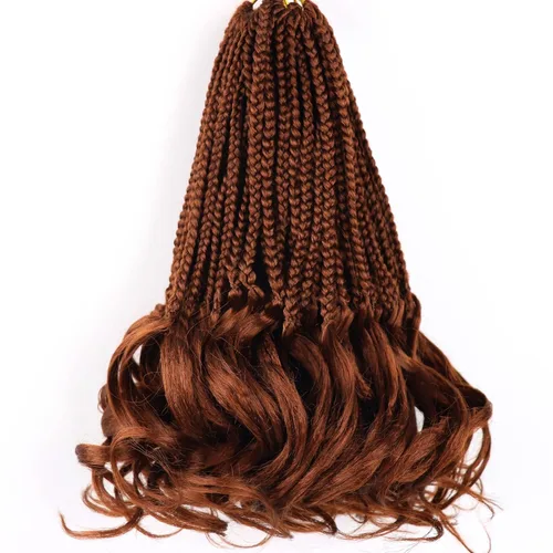 Miniatura 66 de Trenzas de ganchillo rizado francés T33, cabello pre-anillado 10 pulgadas, trenzas cortas rizadas francesas con extremos rizados, trenzas box