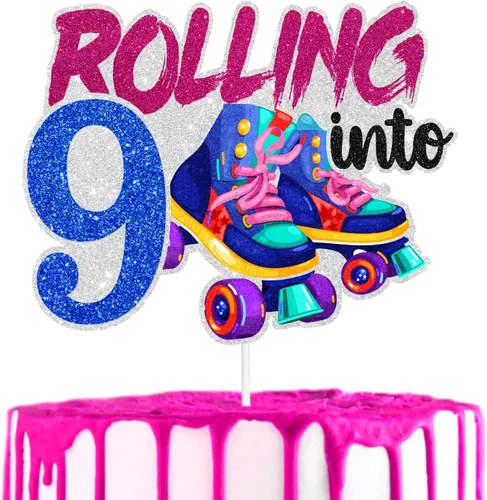 Miniatura 7 de Decoración de pastel de patinaje sobre ruedas para cumpleaños número 8, fiesta de cumpleaños temática de niño o niña, fiesta de club, fiesta