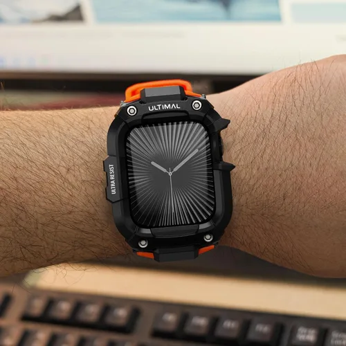 Miniatura 64 de ULTIMAL - Correa resistente con estuche para Apple Watch de 44 mm, correa protectora a prueba de golpes de grado militar para hombres, correa
