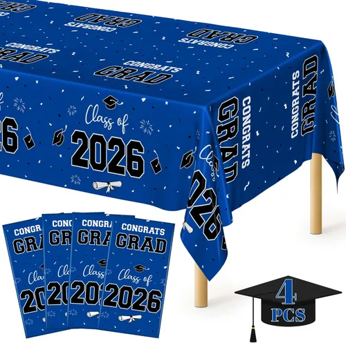 Miniatura 35 de Suministros de regreso a clases, 2 manteles de 108 x 54 pulgadas, manteles desechables coloridos para el primer día de escuela, rectangular
