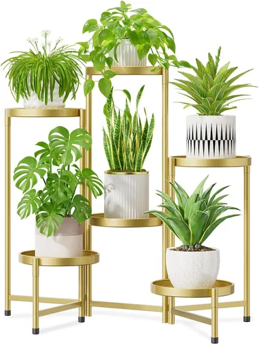 iDavosic.ly Soporte grande para plantas de 6 niveles para interiores, 10 pulgadas de ancho de metal de esquina alta para múltiples plantas, estante