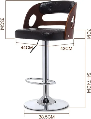 Miniatura 2 de Taburetes de bar con respaldo de madera maciza, taburetes de bar ajustables de cuero giratorios, sillas de bar giratorias con respaldo, silla de bar