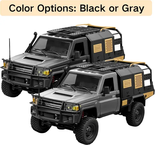 Miniatura 6 de Auto de control remoto, escala 1/12 4WD todoterreno Rc coches con luces LED, control proporcional de 2 velocidades de 2.4 GHz, todo terreno RTR Negro