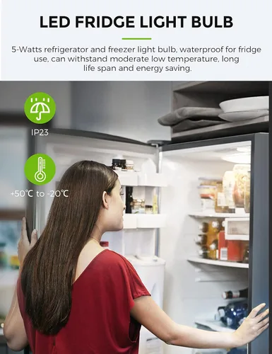 Miniatura 5 de L LOHAS LED Bombilla para refrigerador, equivalente a 40 W, 120 V, A15, bombillas impermeables para nevera, 5 W, E26, base media, luz blanca diurna