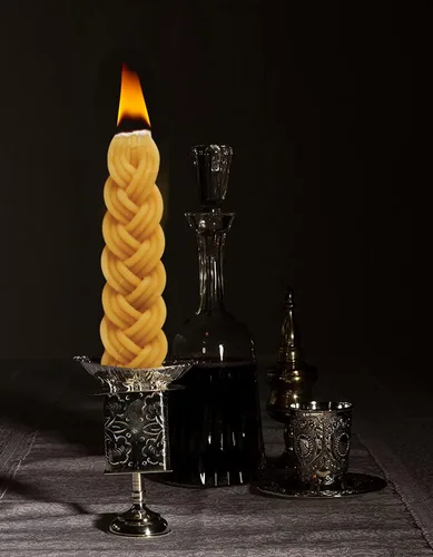 Miniatura 4 de Ner Mitzvah Vela Havdalah trenzada de cera de abejas – Trenza de Chevron ancha redondeada – Vela trenzada de cera de abejas bañada a mano de 7